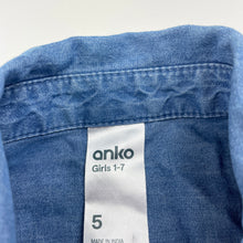 Load image into Gallery viewer, Girls Anko, chambray cotton tie front shirt / top, EUC, size 5,  