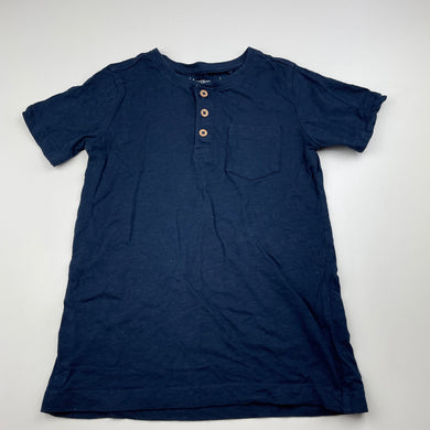 Boys Anko, navy cotton henley t-shirt / top, GUC, size 4,  