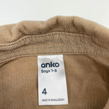 Load image into Gallery viewer, Boys Anko, corduroy cotton long sleeve shirt, EUC, size 4,  