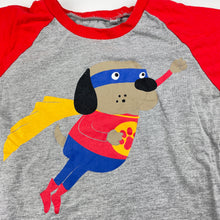 Load image into Gallery viewer, Boys Fun Spirit, grey &amp; red t-shirt/top, detachable cape, GUC, size 4,  