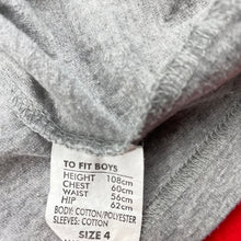 Load image into Gallery viewer, Boys Fun Spirit, grey &amp; red t-shirt/top, detachable cape, GUC, size 4,  