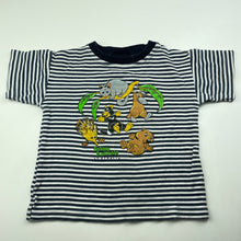 Load image into Gallery viewer, Boys Australian Grown, navy stripe cotton t-shirt / top, wash fade, FUC, size 2,  