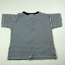 Load image into Gallery viewer, Boys Australian Grown, navy stripe cotton t-shirt / top, wash fade, FUC, size 2,  