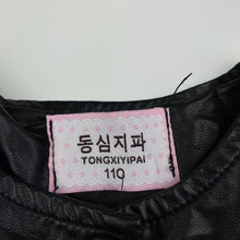 Load image into Gallery viewer, Girls TONGXIYIPAI, spliced faux leather jacket / coat, pilling on sleeves, FUC, size 5,  