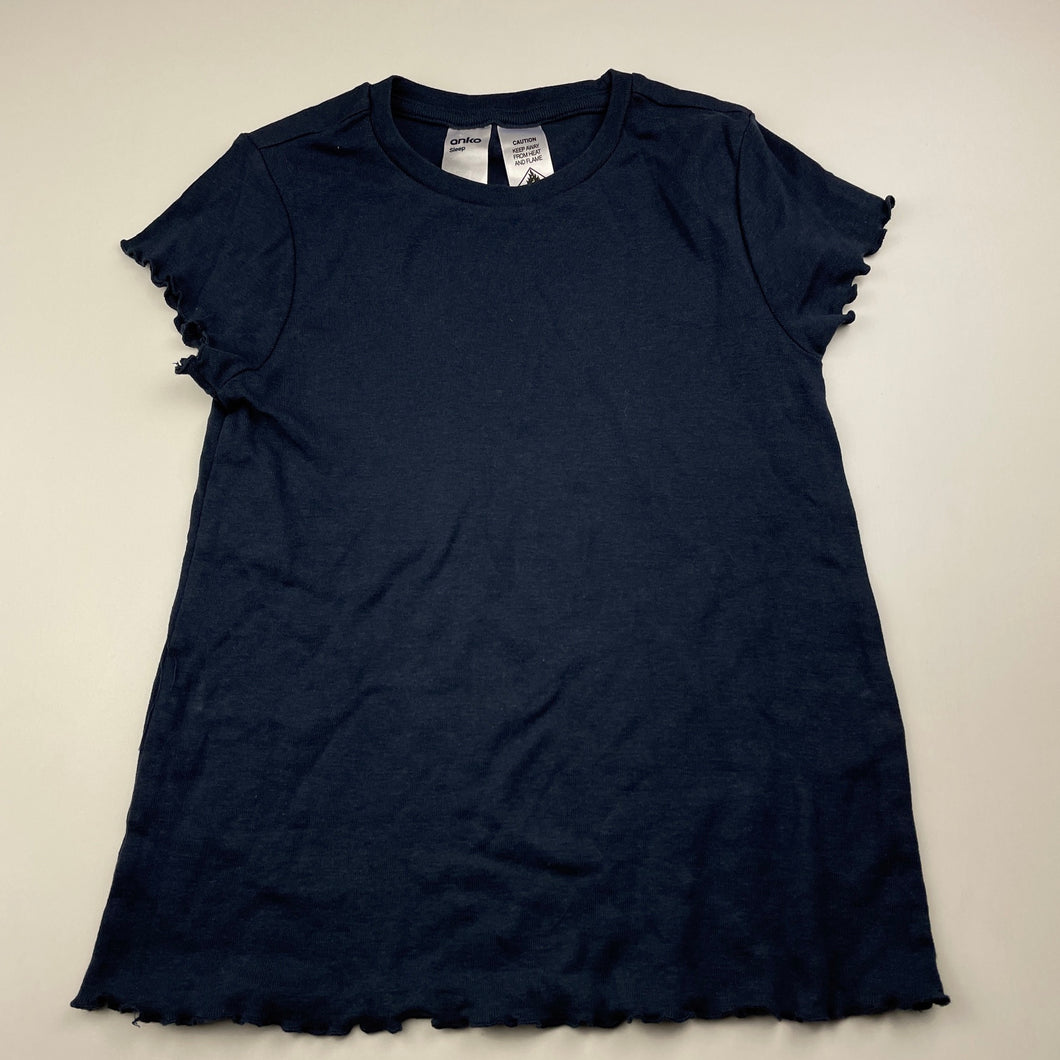Girls Anko, navy cotton pyjama t-shirt / top, EUC, size 7,  