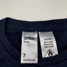 Load image into Gallery viewer, Girls Anko, navy cotton pyjama t-shirt / top, EUC, size 7,  