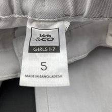 Load image into Gallery viewer, Girls Kids &amp; Co, stretch denim pants, adjustable, Inside leg: 46cm, marks back right, FUC, size 5,  