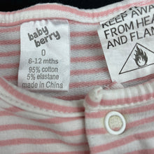 Load image into Gallery viewer, Girls Baby Berry, pink stripe stretchy romper, FUC, size 0,  