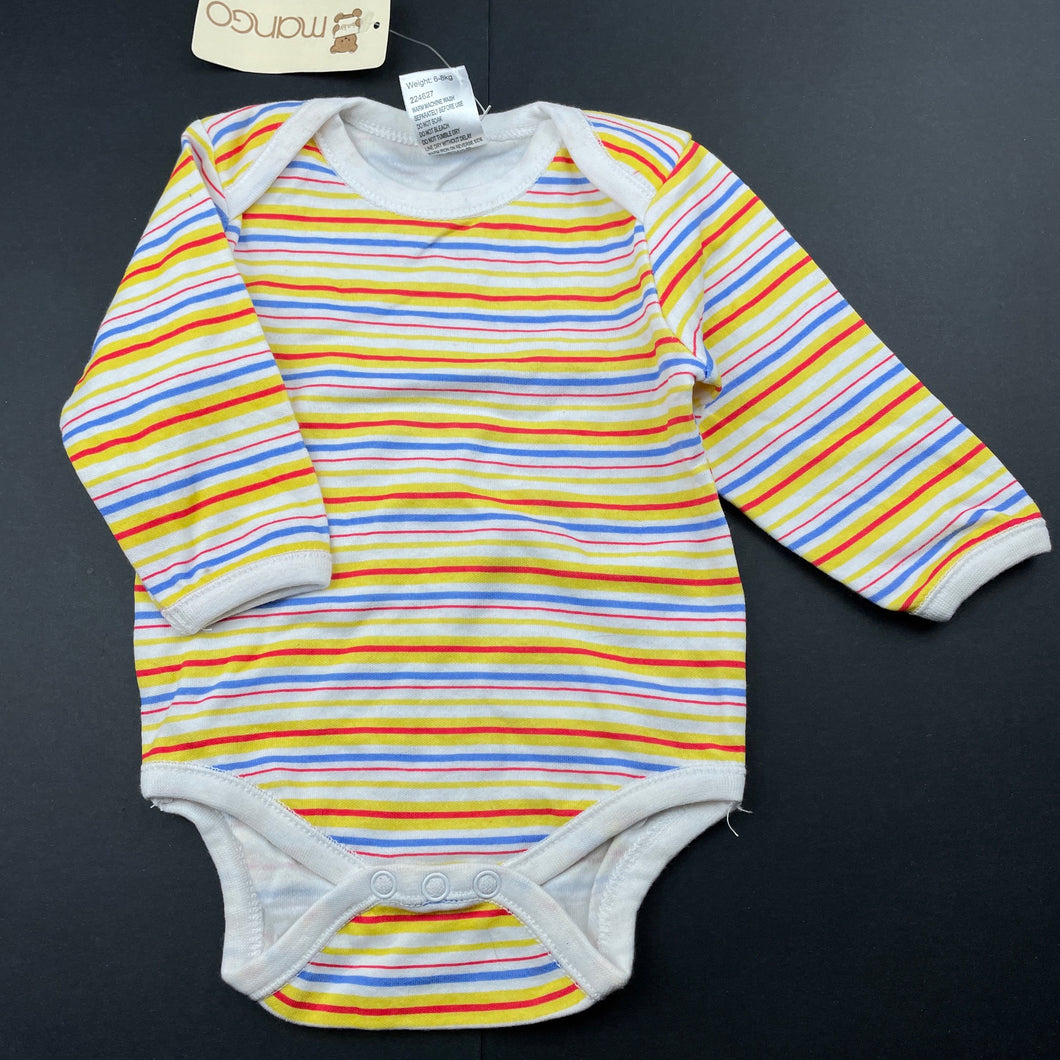 unisex Mango, striped cotton bodysuit / romper, NEW, size 00,  