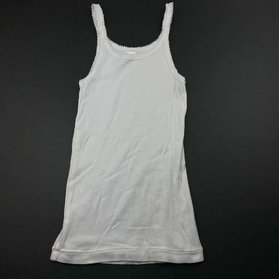 Girls Bonds, white cotton singlet top, FUC, size 6,  