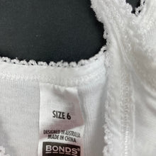 Load image into Gallery viewer, Girls Bonds, white cotton singlet top, FUC, size 6,  