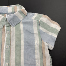 Load image into Gallery viewer, Boys Anko, striped linen / cotton short sleeve shirt, EUC, size 1,  