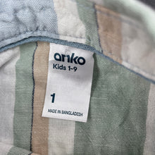 Load image into Gallery viewer, Boys Anko, striped linen / cotton short sleeve shirt, EUC, size 1,  