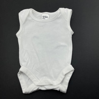 unisex Anko, white cotton bodysuit / romper, EUC, size 0000,  