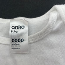 Load image into Gallery viewer, unisex Anko, white cotton bodysuit / romper, EUC, size 0000,  