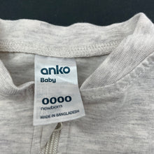 Load image into Gallery viewer, unisex Anko, grey marle zip romper, EUC, size 00000,  