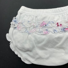 Load image into Gallery viewer, Girls Baby Baby, cotton ruffle nappy cover / bloomers, GUC, size 0000,  