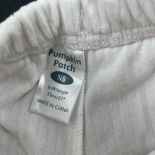 Load image into Gallery viewer, unisex Pumpkin Patch, velour ribbed pants / bottoms, elasticated, EUC, size 0000,  