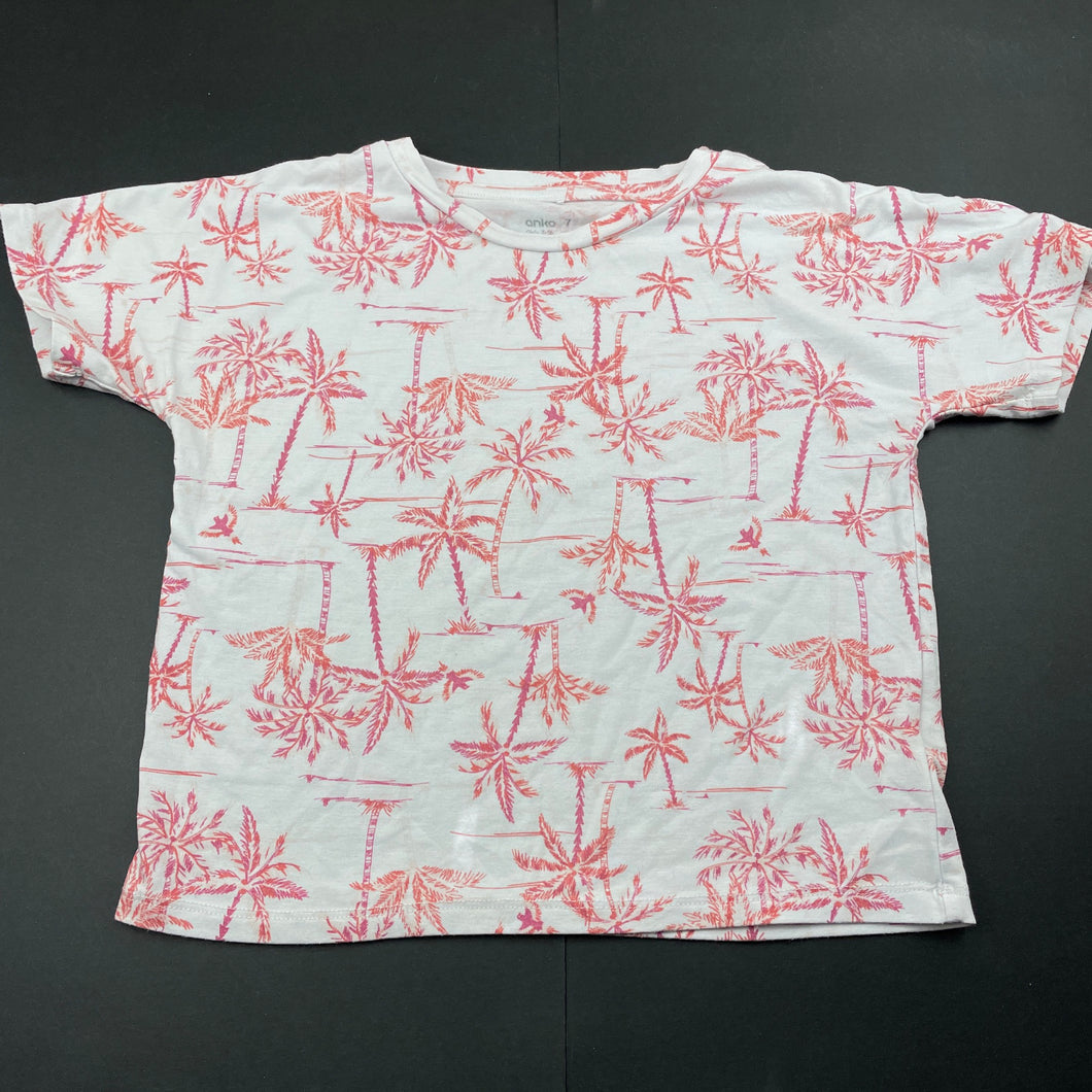 Girls Anko, lightweight stretchy t-shirt / top, racoon, GUC, size 7,  