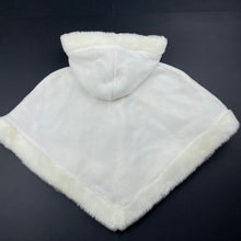 Load image into Gallery viewer, Girls Kids Stuff, cream fleece hooded poncho jacket, marks on back, FUC, size 0-2,  