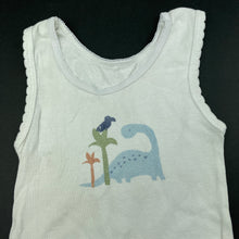 Load image into Gallery viewer, Boys Big Softies, white cotton singlet top, dinosaur, GUC, size 1,  