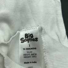 Load image into Gallery viewer, Boys Big Softies, white cotton singlet top, dinosaur, GUC, size 1,  