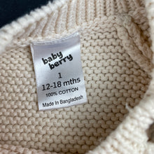 Load image into Gallery viewer, unisex Baby Berry, chunky knit cotton romper, EUC, size 1,  