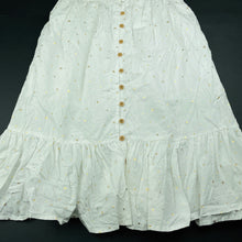 Load image into Gallery viewer, Girls Cotton On, lined white &amp; gold cotton summer dress, EUC, size 8, L: 75cm