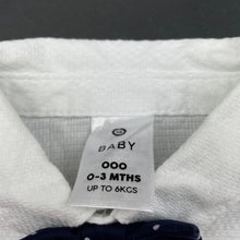 Load image into Gallery viewer, Boys Target, cotton short sleeve shirt, bowtie, EUC, size 000,  