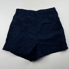 Load image into Gallery viewer, Girls Anko, navy lined cotton shorts, elasticated, EUC, size 10,  