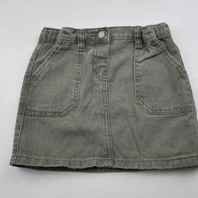 Girls H&T, khaki denim skirt, adjustable, L: 29cm, GUC, size 7,  