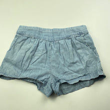 Load image into Gallery viewer, Girls Cotton On, blue chambray cotton shorts, elasticated, GUC, size 7,  