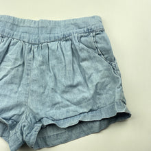 Load image into Gallery viewer, Girls Cotton On, blue chambray cotton shorts, elasticated, GUC, size 7,  