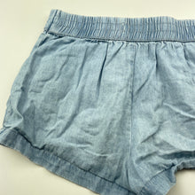 Load image into Gallery viewer, Girls Cotton On, blue chambray cotton shorts, elasticated, GUC, size 7,  