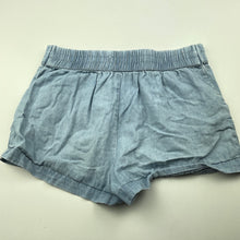 Load image into Gallery viewer, Girls Cotton On, blue chambray cotton shorts, elasticated, GUC, size 7,  