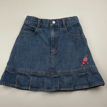 Load image into Gallery viewer, Girls Osh Kosh, embrodiered denim skirt, adjustable, L: 33cm, GUC, size 8,  