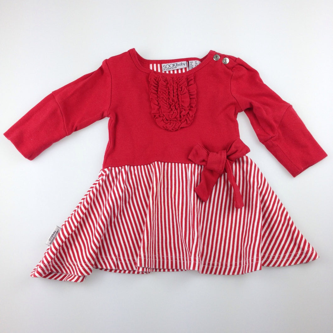 Girls SOOKI baby, red & white cotton party dress, GUC, size 00