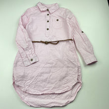 Load image into Gallery viewer, Girls H&amp;M, pink cotton shirt dress, EUC, size 4, L: 50cm at front