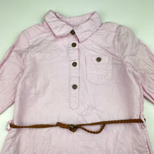 Load image into Gallery viewer, Girls H&amp;M, pink cotton shirt dress, EUC, size 4, L: 50cm at front