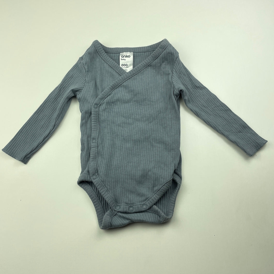 unisex Anko, ribbed bodysuit / romper, GUC, size 000,  