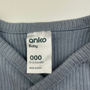 unisex Anko, ribbed bodysuit / romper, GUC, size 000,  
