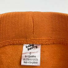 Load image into Gallery viewer, Boys Baby Berry, orange fleece lined pants, elasticated, EUC, size 0,  