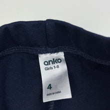 Load image into Gallery viewer, Girls Anko, navy stretchy pants, elasticated, Inside leg: 37cm, EUC, size 4,  