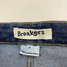 Load image into Gallery viewer, Boys Breakers, blue stretch denim jeans, adjustable, Inside leg: 54cm, EUC, size 7,  