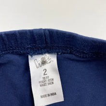 Load image into Gallery viewer, Girls H&amp;T, navy stretchy leggings, Inside leg: 27cm, GUC, size 2,  