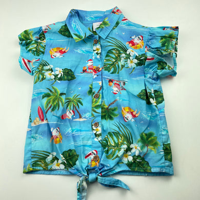 Girls Mango, Christmas cotton tie front shirt top, EUC, size 5,  