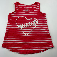 Load image into Gallery viewer, Girls H&amp;T, red &amp; white stripe cotton top, GUC, size 5,  