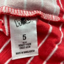 Load image into Gallery viewer, Girls H&amp;T, red &amp; white stripe cotton top, GUC, size 5,  