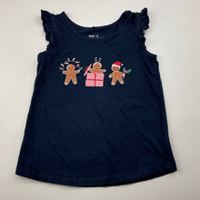 Load image into Gallery viewer, Girls Anko, navy cotton Christmas top, GUC, size 5,  