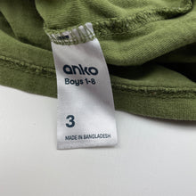 Load image into Gallery viewer, Boys Anko, green cotton long sleeve t-shirt / top, GUC, size 3,  